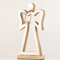 Angelo Halo Grande in Legno di Mango - Smalto Bianco