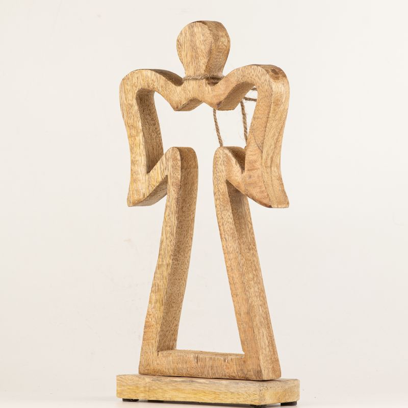 Angelo Halo Grande in Legno di Mango - Smalto Bianco