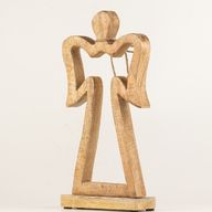 Angelo Halo Grande in Legno di Mango - Smalto Bianco