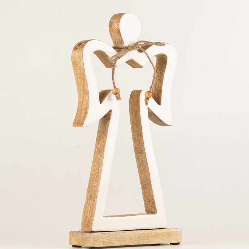 Angelo Halo Grande in Legno di Mango - Smalto Bianco