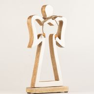 Angelo Halo Grande in Legno di Mango - Smalto Bianco