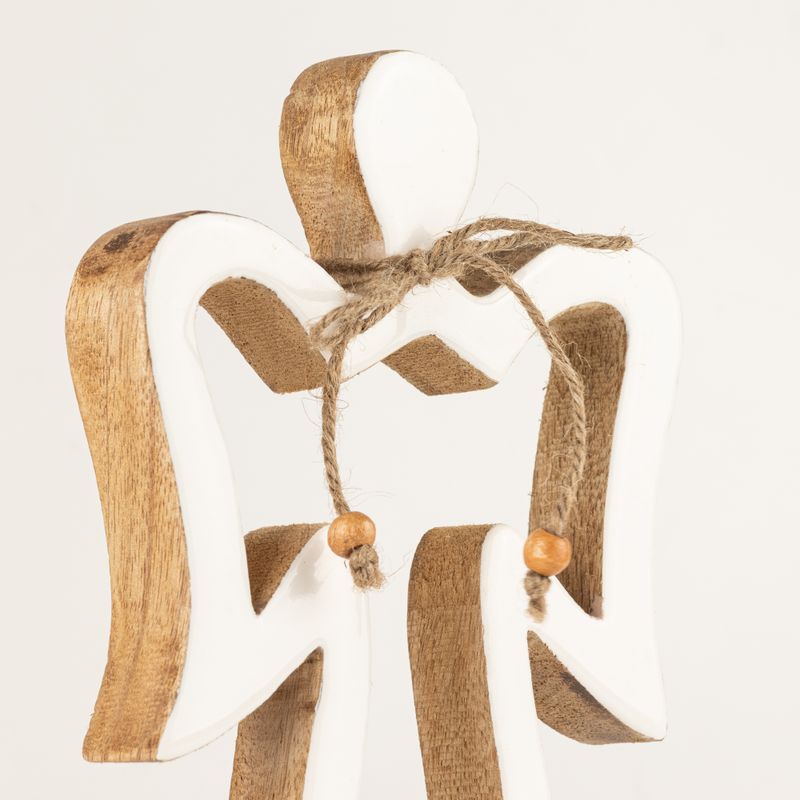 Angelo Halo Grande in Legno di Mango - Smalto Bianco