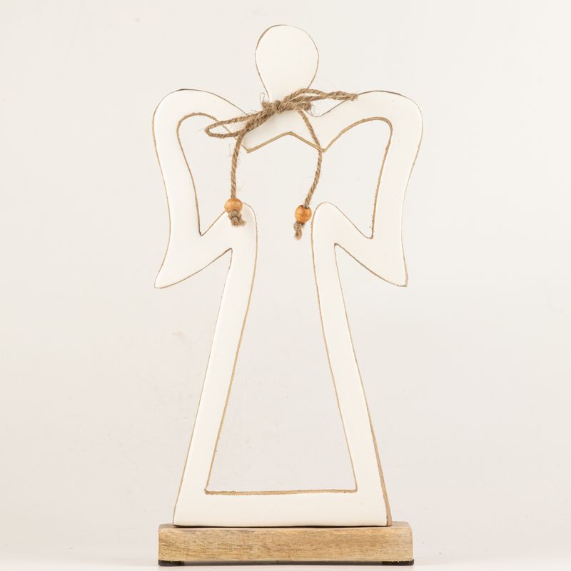 Angelo Halo Grande in Legno di Mango - Smalto Bianco