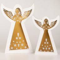 Angelo in Legno di Mango - Decapato con Decorazioni in Ferro Intagliato - 39cm