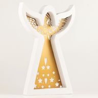 Angelo in Legno di Mango - Decapato con Decorazioni in Ferro Intagliato - 39cm