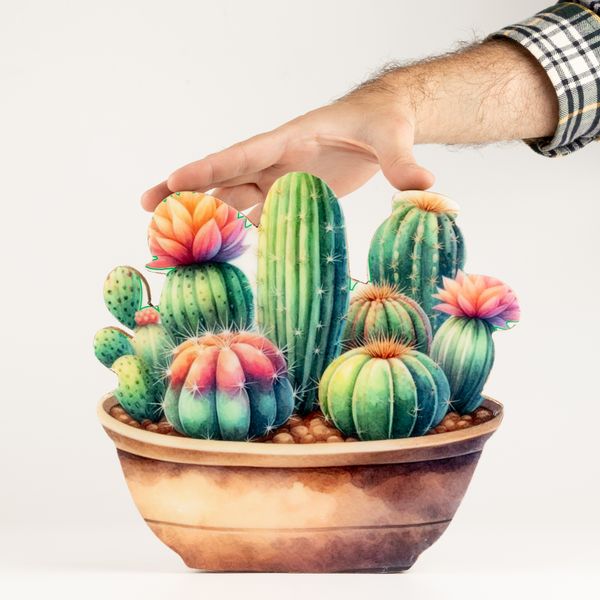 Piante da Casa in Legno - Giardino di Cactus Grande