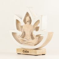 Statuetta Yoga in Legno - Fiore di Loto - Crema - Calma