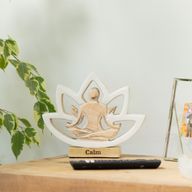 Statuetta Yoga in Legno - Fiore di Loto - Crema - Calma