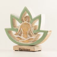 Statuetta Yoga in Legno - Fiore di Loto - Salvia - Armonia