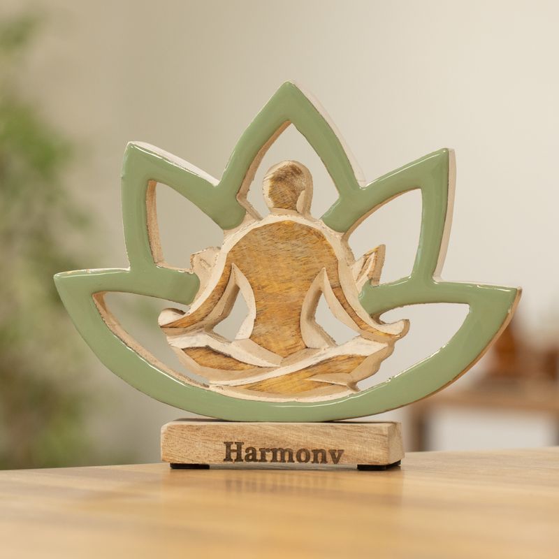 Statuetta Yoga in Legno - Fiore di Loto - Salvia - Armonia