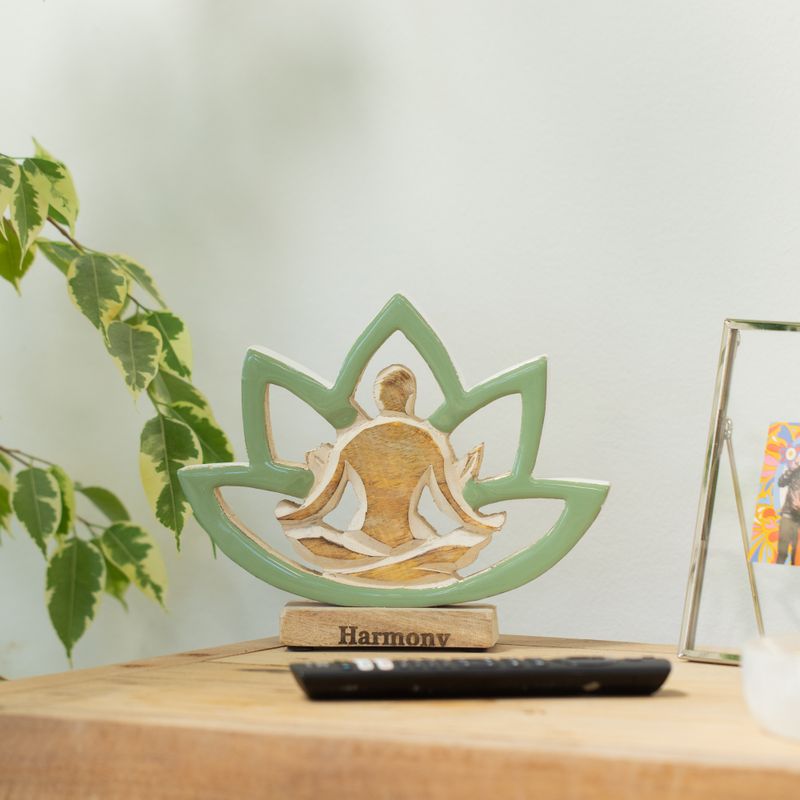 Statuetta Yoga in Legno - Fiore di Loto - Salvia - Armonia