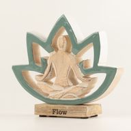 Statuetta Yoga in Legno - Fiore di Loto - Verde Ottanio - Flow