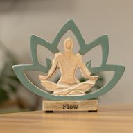Statuetta Yoga in Legno - Fiore di Loto - Verde Ottanio - Flow