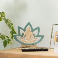 Statuetta Yoga in Legno - Fiore di Loto - Verde Ottanio - Flow