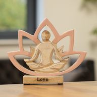 Statuetta Yoga in Legno - Fiore di Loto - Rosa Polvere - Amore