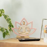 Statuetta Yoga in Legno - Fiore di Loto - Rosa Polvere - Amore
