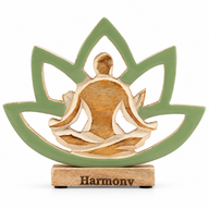 Statuetta Yoga in Legno - Fiore di Loto - Salvia - Armonia