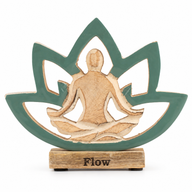 Statuetta Yoga in Legno - Fiore di Loto - Verde Ottanio - Flow