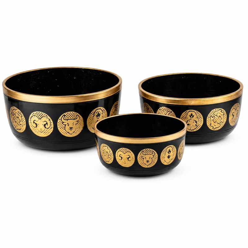 Set di 3 Ciotole Zodiak Nere - 15cm, 19cm, 20cm