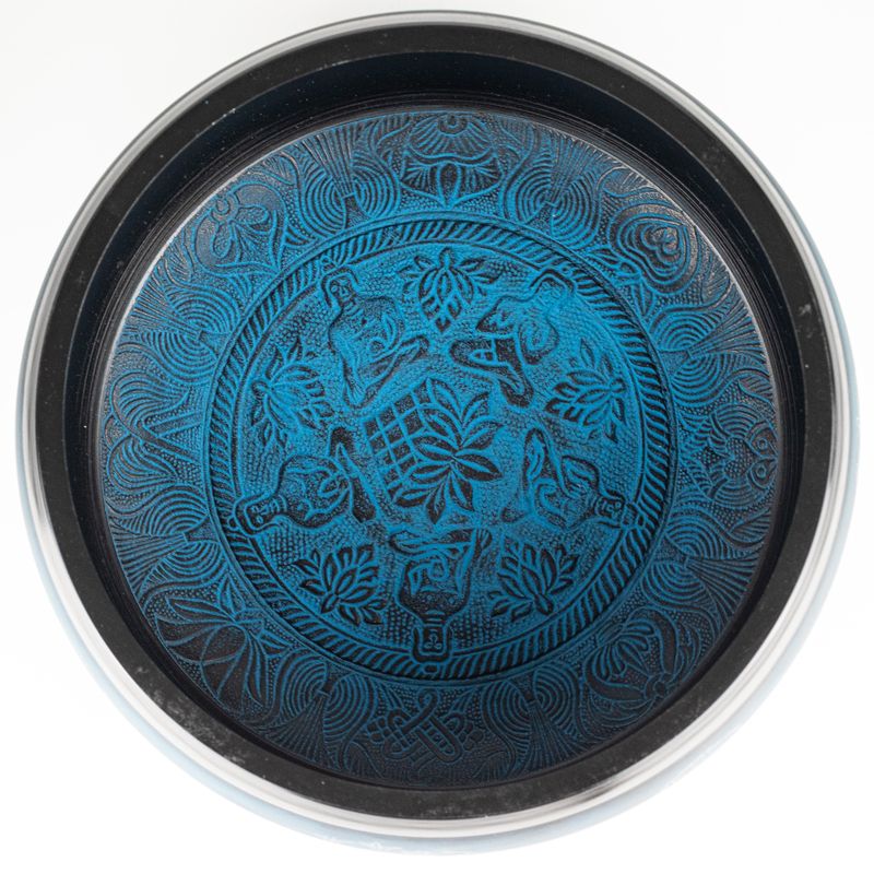 Campana Tibetana Grande - Blu Polvere - 32x15 cm - Design 1