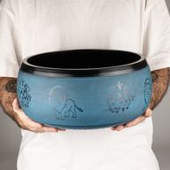 Campana Tibetana Grande - Blu Polvere - 32x15 cm - Design 1