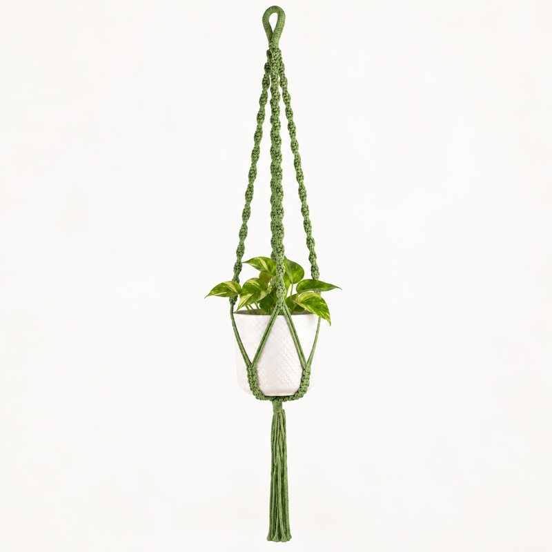 Portavaso in Macramè Semplice - Verde