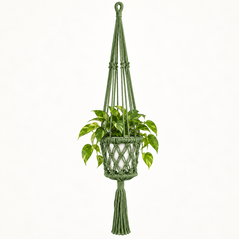 Portavaso in Macramè - Verde