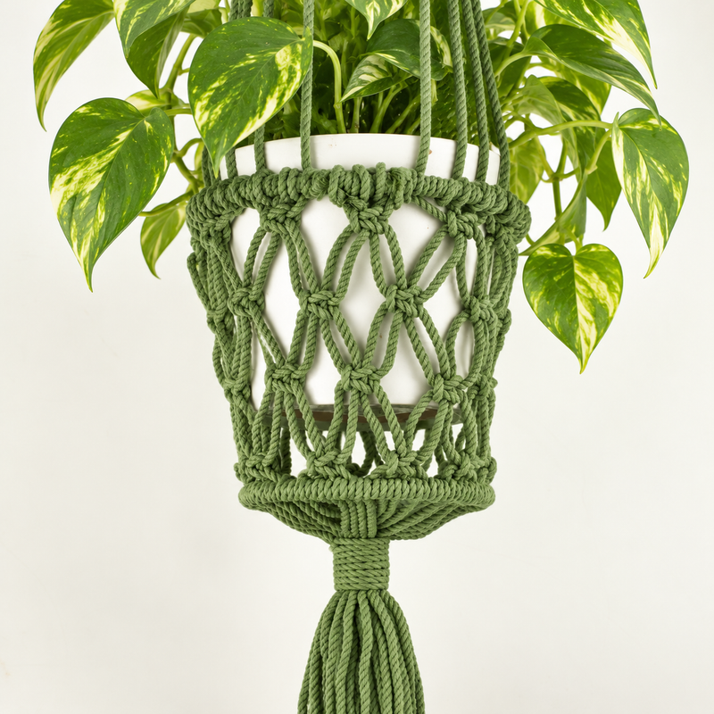 Portavaso in Macramè - Verde