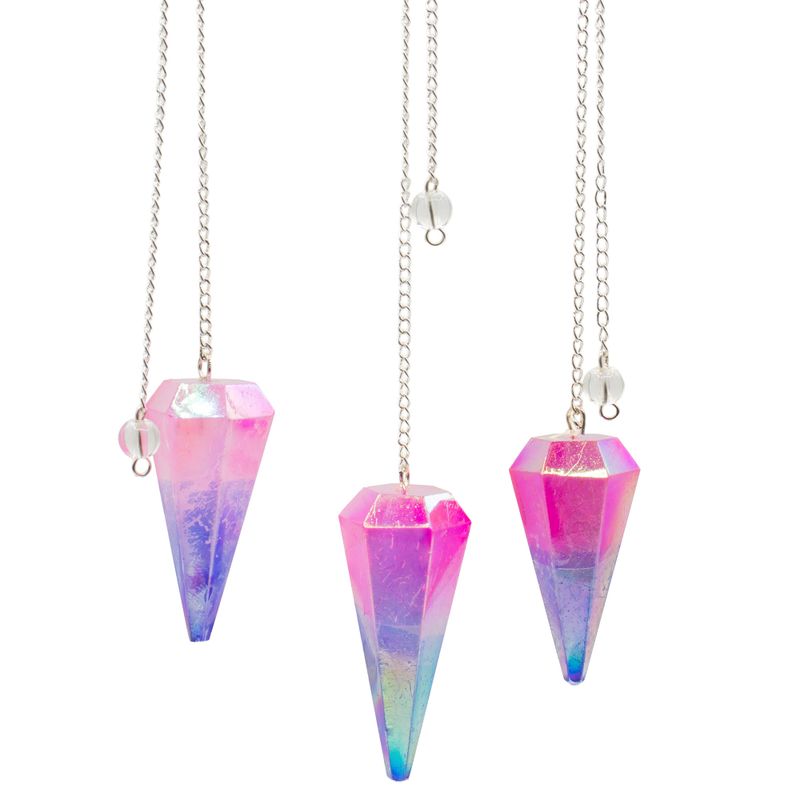 Pendolo a Sei Facce - Cristallo Aurora Rosa e Blu