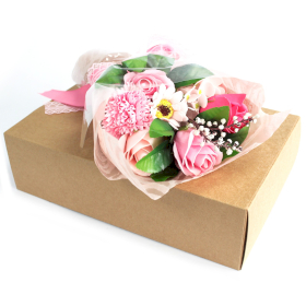 Bouquet Fiori di Sapone Rosa con Confezione