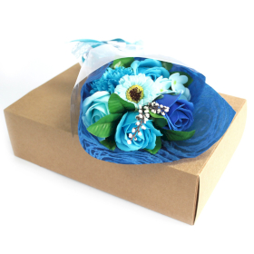 Bouquet Fiori di Sapone Blu con Confezione