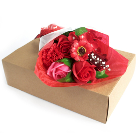 Bouquet Fiori di Sapone Rosso con Confezione