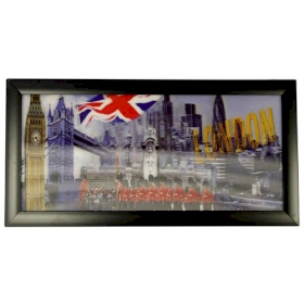 Stampe 3D  in HD 23x50cm - London & Flag