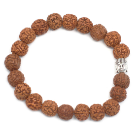 6x Rudraksha Buddha Bangle Mala - Marrone