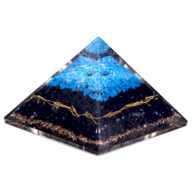 Orgonite Piramide - Tormalina Nera e Turchese - 70mm