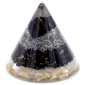 Orgonite Cono - Selenite e Tormalina Nera - 90mm