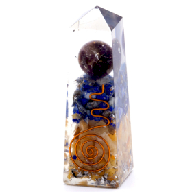 Orgonite Obelisco - Rame, Lapis e Avventurina Gialla -  90x25 mm