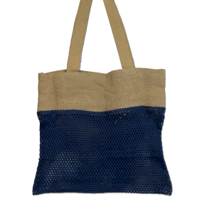 6x Borsa a Rete in Iuta e Cotone - Denim