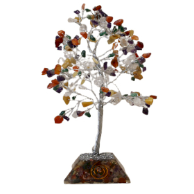 Albero di Gemme Base in Orgonite - 160 Pietre - Multicolore