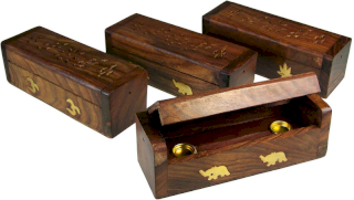 4x Smoke box per incensi e coni da 15 cm in Mango