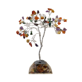 Albero di Gemme Base in Orgonite - 80 Pietre - Multicolore