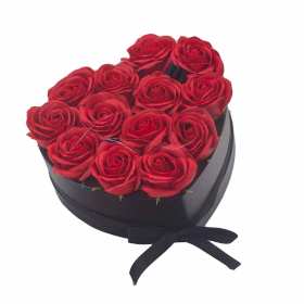 Bouquet di Fiori di Sapone - 13 Rose Rosse - Cuore