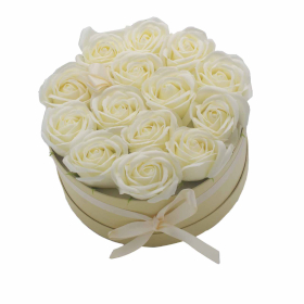 Bouquet di Fiori di Sapone -14 Rose Color Crema- Rotondo