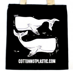 10x Cartone - Borsa in Cotone Nera 38x42cm - Balene