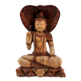 Statua Buddha Artigianale - 50cm Shiva con il cobra