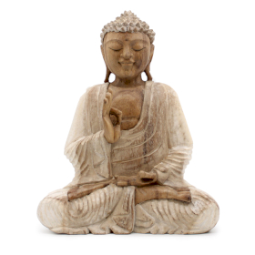 Statua Buddha Artigianale - 30cm  Insegnamento - Sbiancato