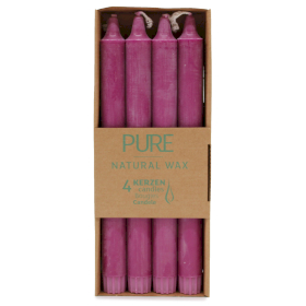 4x Candele da Tavola in Pura Cera 25x2,3 - Fucsia