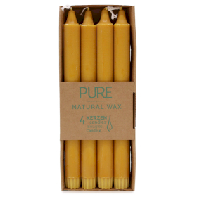 4x Candele da Tavola in Pura Cera 25x2,3 - Giallo