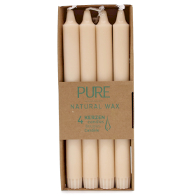 4x Candele da Tavola in Pura Cera 25x2,3 - Crema