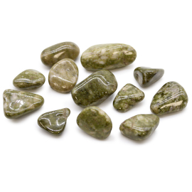 12x Pietre Burattate Africane - Epidote Fiocco di Neve